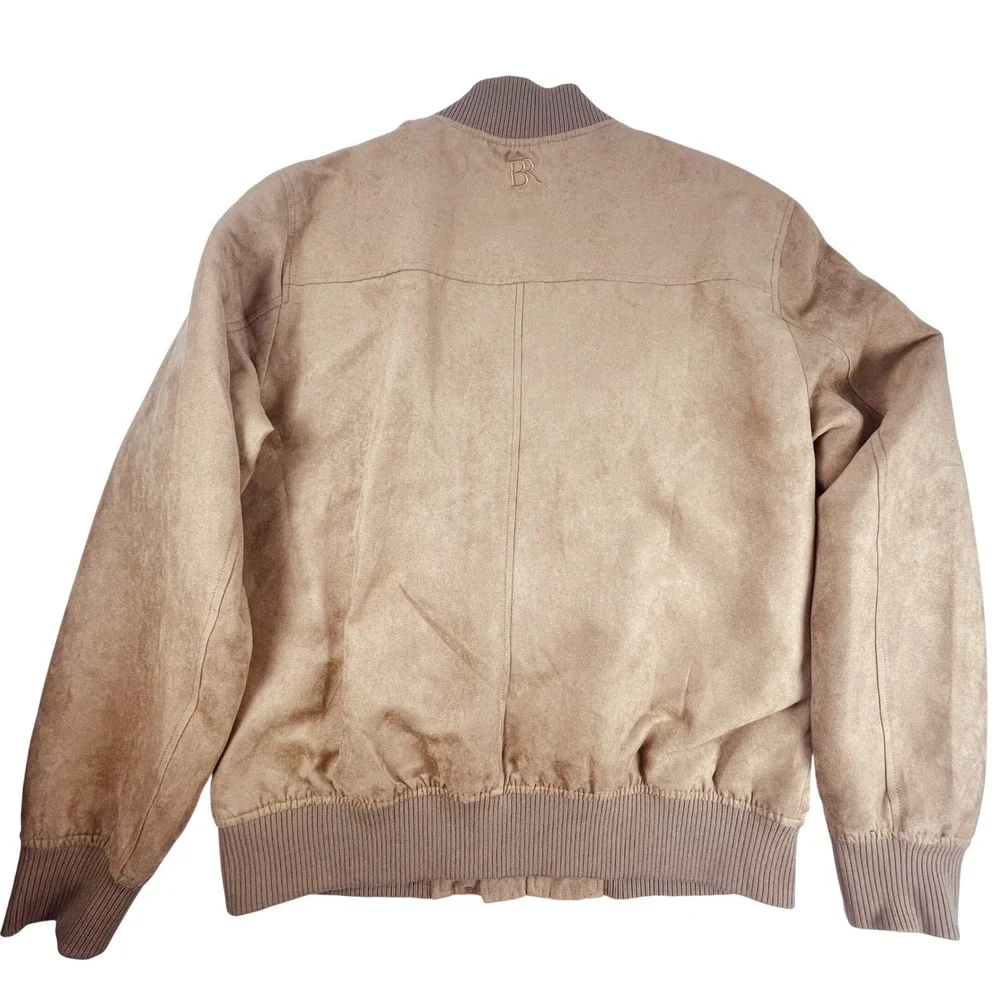 Banana Republic Bomber Jacket Mens M Brown Dark Acorn Vegan Suede 405308-00